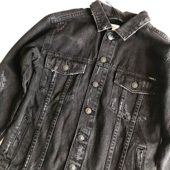 Zara kids NWT black distressed jean jacket 9Y - Picture 4 of 6